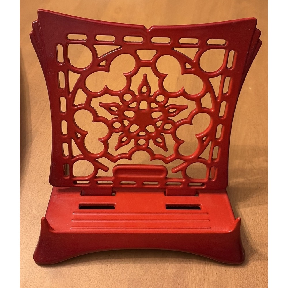 Le Creuset book stand Cerise Cherry Red used no box RARE 10in